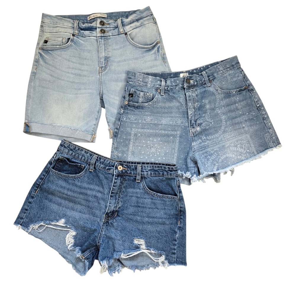 KanCan Shorts Womens Size 29 Denim Distressed, Cuffed, Paisley -Lot of 3